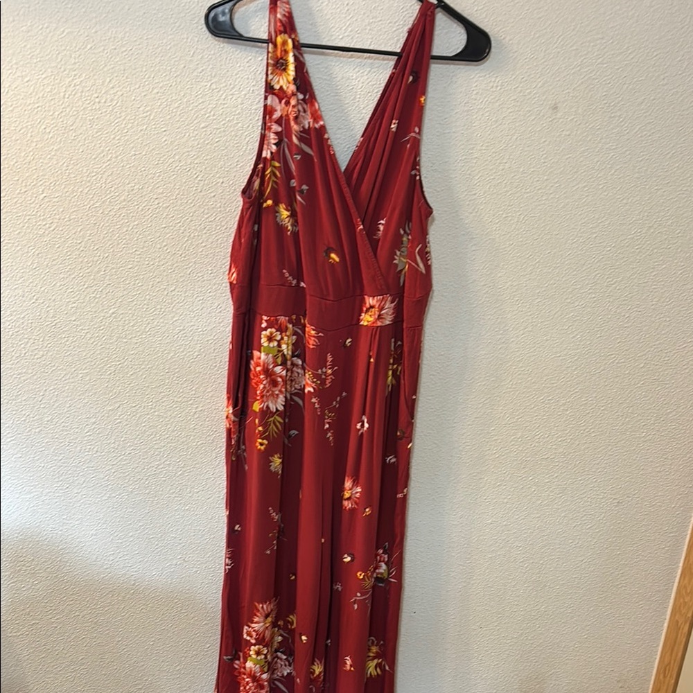 Torrid Red Floral Jumpsuit  with VNeck